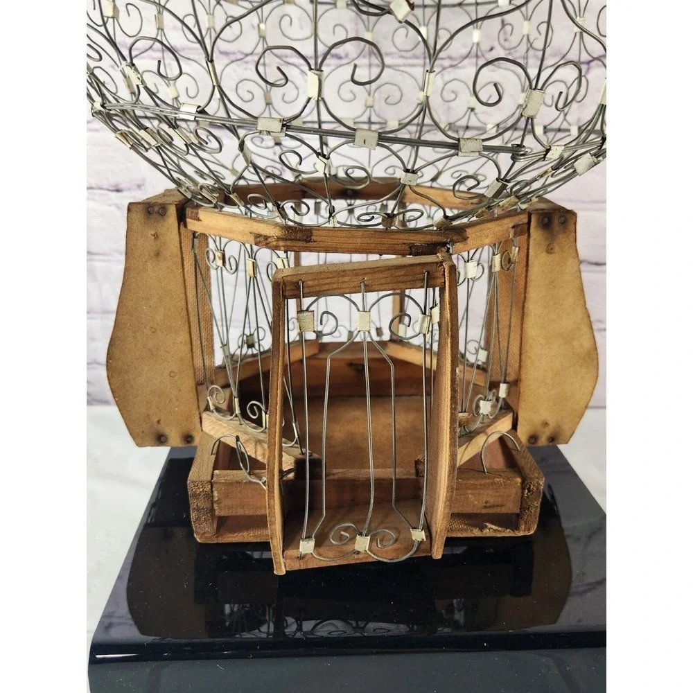 Antique Victorian Style Bird Cage Wood & Wire Hot Air Balloon 19th Century